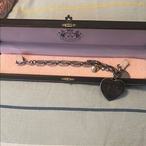 Vintage Juicy Couture Silver Heart Charm Bracelet